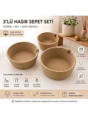 Marvielle 3'lü Jüt Organizer Seti - Çok Amaçlı ve Şık - Sepet