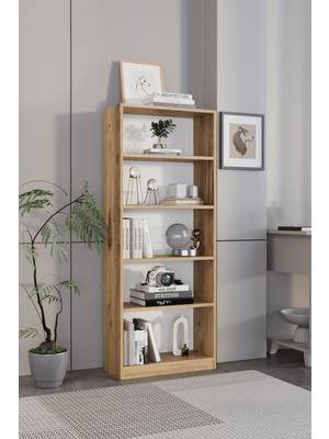 Awox Tera 5 Raflı Çok Amaçlı Kitaplık Modern Kitaplık Dekoratif Raf Ünitesi Çok Amaçlı Depolama Dolabı Ofis ve Salon Kitaplığı