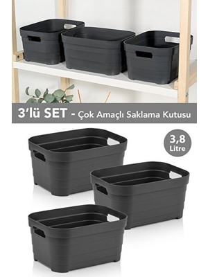 Marvielle 3'lü Piramit Saklama Kutusu, Dolap Içi Düzenleyici, 3,8 Litre Kapasiteli - Sepet