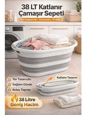 Marvielle Büyük Boy Katlanabilir 38 Lt ile Yer Tasarrufu - Çamaşır Sepeti