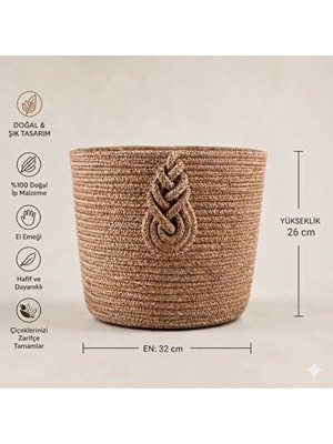 Marvielle Doğal Organik Saksılık ve Dekoratif - 26X32 cm - Sepet