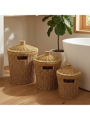 Marvielle Iç Içe Geçebilen Büyük Plastik Rattan Seti, Dayanıklı ve Pratik - Sepet