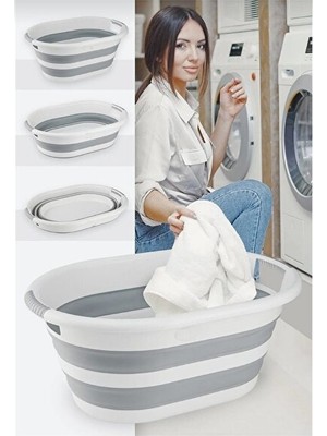 Marvielle Gri Büyük Boy Katlanabilir , 26 Litre Kapasiteli - Çamaşır Sepeti