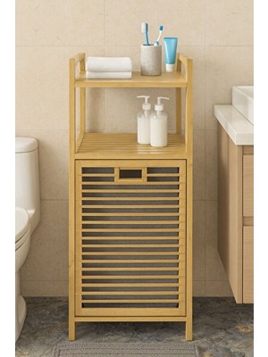Marvielle Çok Amaçlı Bambu Raflı Kirli - Banyo ve Çamaşır Odası Düzenl - Çamaşır Sepeti