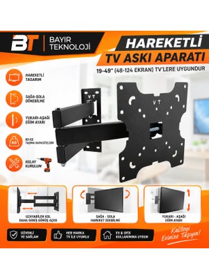Bt Bayır Teknoloji 3 Kollu Hareketli Tv Askı Aparatı 32/82 cm Yukarı Aşağı Hareket Kabiliyeti ile