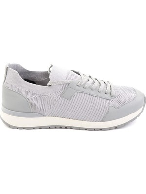 Bambi Gri Hakiki Deri Erkek Sneaker E01730580382