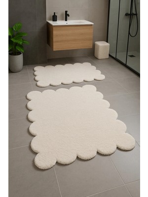 Empressco Modern Papatya Şekilli Kaymaz Banyo Paspası ve Klozet Takımı 80X120/50X80 cm