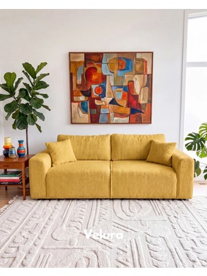 Velura Home & Living Sora 3+3 Yataklı ve Sandıklı Koltuk Takımı - Sarı