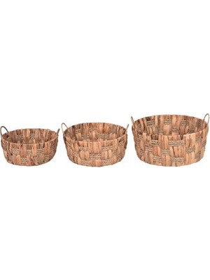 Marvielle Hasır Water Hyacinth Depolama Sepetleri, 3'lü Set - Sepet