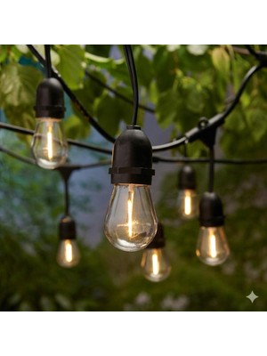 10 Ampullü LED Cata Dış Mekan Aydınlatma Seti - 5 Metre IP44 Suya Dayanıklı - 3200K Gün Işı