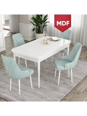 Canisa Concept Ram Serisi, MDF 80 x 132 cm Açılabilir Masa Takımı, Beyaz Masa 4 Sandalye