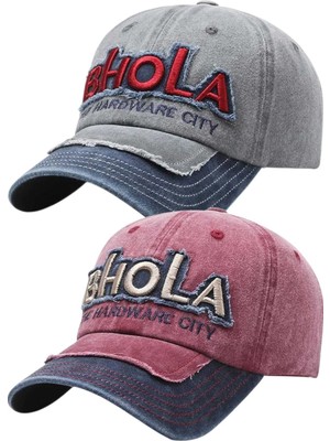 Tezzgelsin Unisex Eskitme Bhola Nakışlı Ayarlanabilir Beyzbol Kep Şapka 2'li Set