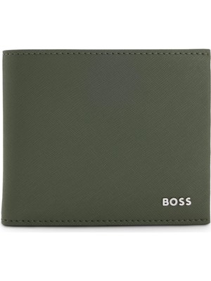 Boss Erkek Metalik Logo Detaylı Nakit Para Bölmeli Deri Haki Cüzdan 50568378-347