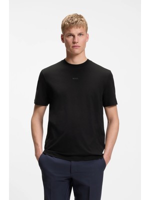 Boss Erkek Normal Kesim Esnek Pamuk Karışımlı Dokuma Kumaş Kısa Kollu Siyah T-Shirt 50564108-001