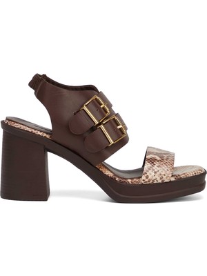 Tergan Kahverengi Hakiki Deri Kadın Sandalet - K26Y1SN68589-K5S