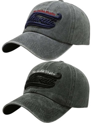 Tezzgelsin Unisex Eskitme Hawaii Nakışlı Ayarlanabilir Beyzbol Kep Şapka 2'li Set