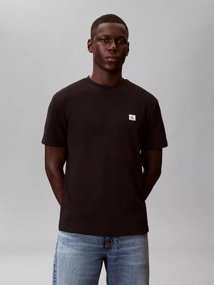 Calvin Klein Erkek Normal Kesim Yuvarlak Yakalı Logo Etiketli Kısa Kollu Siyah T-Shirt LV04RD008G-UB1