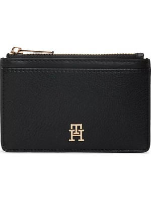 Tommy Hilfiger Kadın Th Monogram Logolu Fermuarlı Ekstra Kartlık Bölmeli Siyah Cüzdan AW0AW18867-BDS
