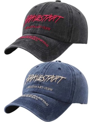Tezzgelsin Unisex Eskitme Bravestart Nakışlı Ayarlanabilir Beyzbol Kep Şapka 2'li Set