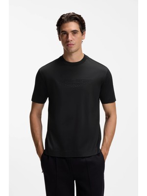 Boss Erkek Bisiklet Yakalı Ekstra Yumuşak Pamuklu Logo Işlemeli Kısa Kollu Siyah Polo Yaka T-Shirt 50565042-001