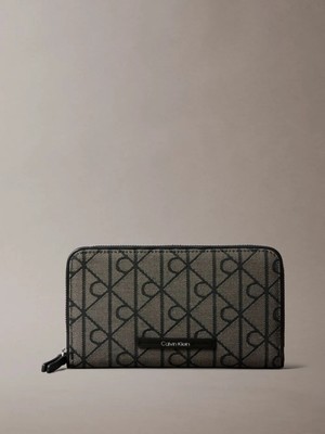 Calvin Klein Kadın Ck Monogram Logolu Fermuarlı Haki Cüzdan LV04F1163G-7UL