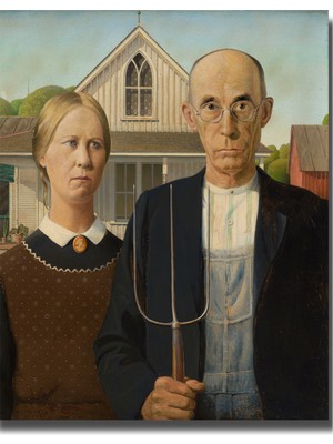 Rosaart Grant Wood American Gothic Posteri, Klasik Sanat Posteri, Çerçevesiz Vintage Poster
