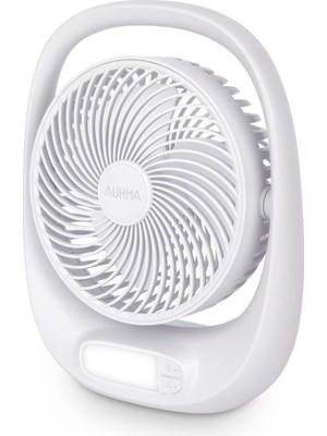 Auhma AUFN01 7 Inç Şarjlı Masaüstü Vantilatör LED Işıklı Sessiz 3 Kademeli