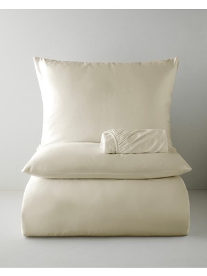 English Home Micell Lyocell Saten Çarşaflı King Size Nevresim Takımı 240X220 cm Fildişi