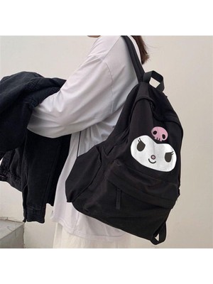 Touz Moda Kuromi Face Baskılı Unisex Sırt Çantası Su Geçirmez Tekstil Malzeme ile Old Skool Tasarım
