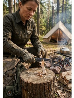 Patika Outdoor Full Black Taktik Mızrak Uçlu Kamp & Survival Bıçağı – Ergonomik Siyah Kabzalı