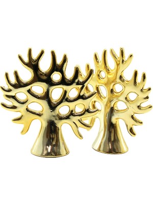 Motto Ticaret Hayat Ağacı Tasarımlı Biblo - Seramik - Büyük Boy - Parlak Altın