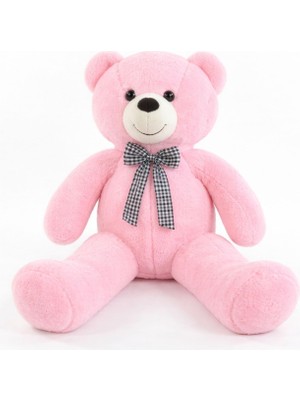 90 cm Rengarenk Papyonlu Peluş Ayıcık -% 100 Yerli Pembe