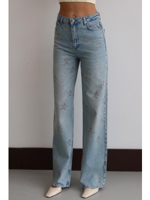 Lacarino 8290 Kadın Yıldız Taşlı Pantolon