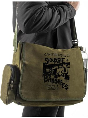 Touz Moda Day Light Siouxsie Banshees Baskılı Unisex Yeşil Postacı Çantası