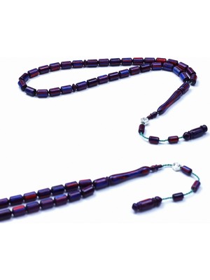Tesbih Rüyası Bordo-Mavi Renkli Kapsul Kesim Kafur Ağacı Tesbih 6X10MM