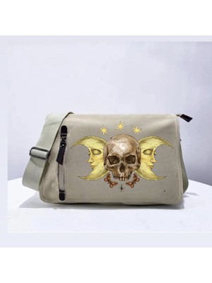 Touz Moda Skull And Moon Unisex Bej Postacı Çantası