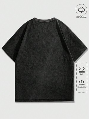 Touz Vintage Gothic Graphic Yıkamalı Oversize T-Shirt