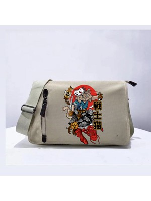 Touz Moda Samurai Cat Unisex Bej Postacı Çantası