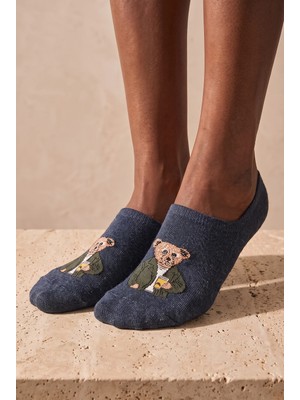 Katia & Bony Unisex Teddy Desenli Görünmez Çorap Lacivert