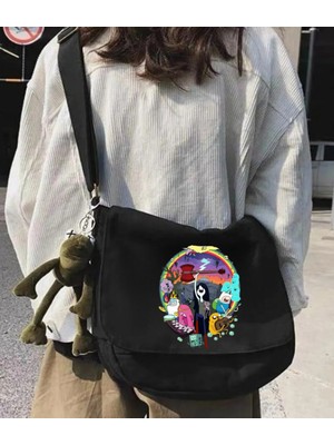 Touz Moda Adventure Time Siyah Postacı Çantası