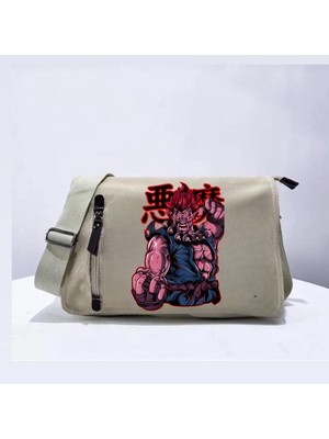 Touz Moda Akuma Baskılı Unisex Bej Postacı Çantası