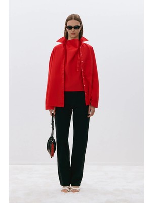 Suud Collection Kırmızı Klara Yıkamalı Poplin Gömlek