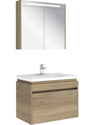 Kale Idea 2.0 80 cm Tek Çekmeceli Set Pasifik A (Lavabo Dolabı + Aynalı Dolap)