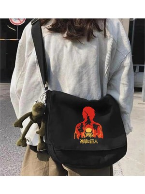 Touz Moda Attack On Titan Siyah Postacı Çantası
