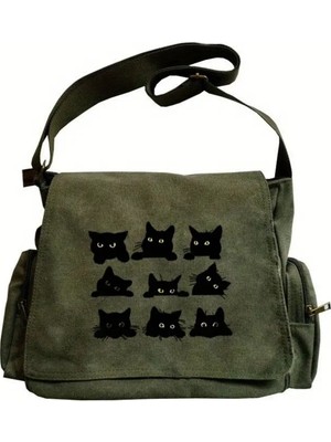 Touz Moda Cute Cats Baskılı Unisex Postacı Çantası