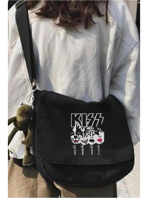 Touz Moda Kiss Unisex Siyah Postacı Çantası