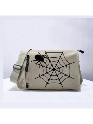 Touz Moda Spider Web Unisex Bej Postacı Çantası
