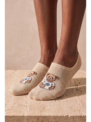 Katia & Bony Unisex Teddy Desenli Görünmez Çorap Bej