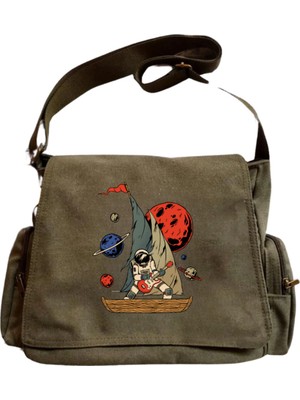 Touz Moda Astronot Unisex Yeşil Postacı Çantası