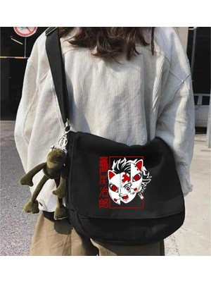 Touz Moda Anime Demon Slayer Tanjiro Siyah Postacı Çantası